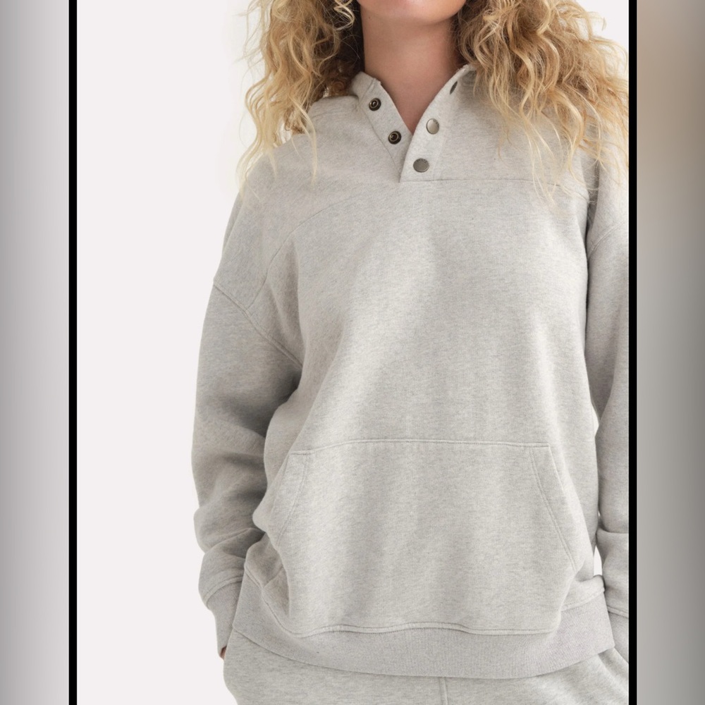 NWOT MATE Women's Black Henley Hoodie Sweatshirt